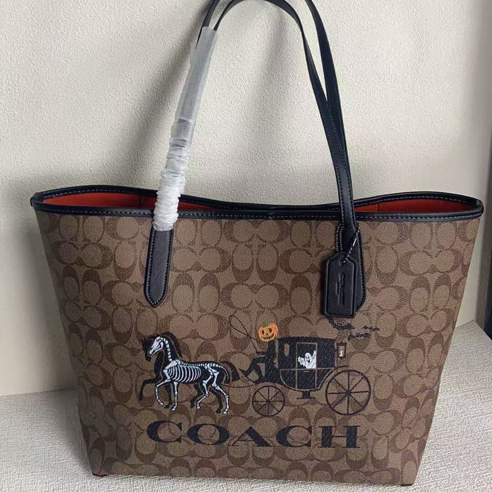 Coach Brown Tote with Black Accents